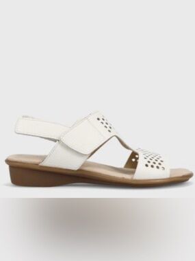 Sesto Meucci Elicia Perforated Leather Slingback Sandals in White Saratoga